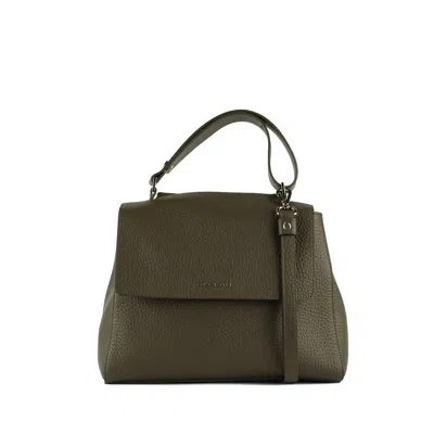Orciani Sveva Soft Medium Bosco Leather Shoulder Bag With Shoulder Strap In Green