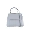 Orciani Sveva Soft Medium Dust-colored Leather Shoulder Bag With Shoulder Strap In Blue