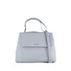 Orciani Sveva Soft Medium Dust-colored Leather Shoulder Bag With Shoulder Strap In Blue