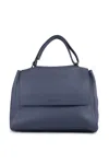 Orciani Sveva Soft Medium Leather Bag In Blue