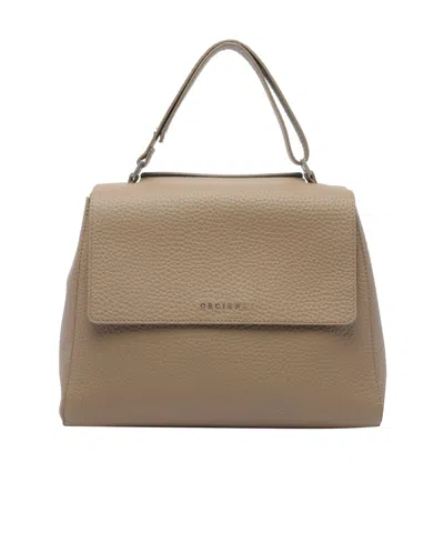 Orciani Sveva Soft Medium Leather Shoulder Bag In Brown