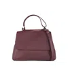 Orciani Sveva Soft Medium Leather Shoulder Bag With Chianti Shoulder Strap In Brown