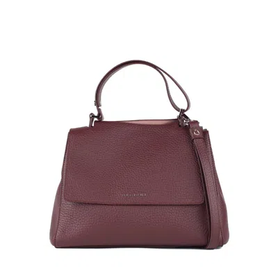 Orciani Sveva Soft Medium Leather Shoulder Bag With Chianti Shoulder Strap In Brown