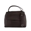 Orciani Sveva Soft Medium Leather Shoulder Bag With Dark Brown Shoulder Strap