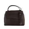 Orciani Sveva Soft Medium Leather Shoulder Bag With Dark Brown Shoulder Strap In Brown