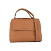Orciani Sveva Soft Medium Leather Shoulder Bag With Almond Shoulder Strap In White