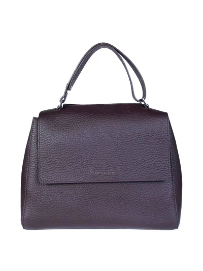 Orciani Sveva Soft Medium Shoulder Bag In Leather In Dark Red