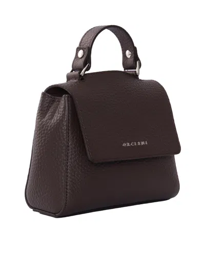 Orciani Sveva Soft Mini Leather Handbag With Strap In Brown