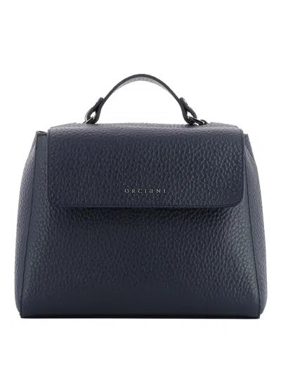 Orciani Sveva Soft Navy Leather Bag In Blue