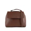 Orciani Sveva Soft Small Carob-colored Leather Handbag With Shoulder Strap In Brown