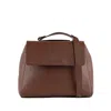 Orciani Sveva Soft Small Carob-colored Leather Handbag With Shoulder Strap In Brown
