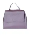 Orciani Small Structured Textured Leather Shoulder Bag In Purple