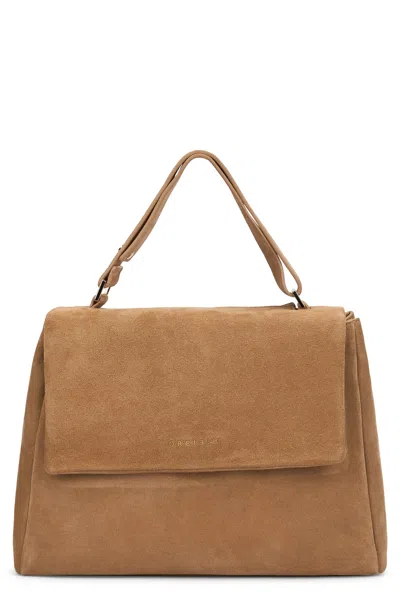 Orciani Sveva Suede Handbag In Beige