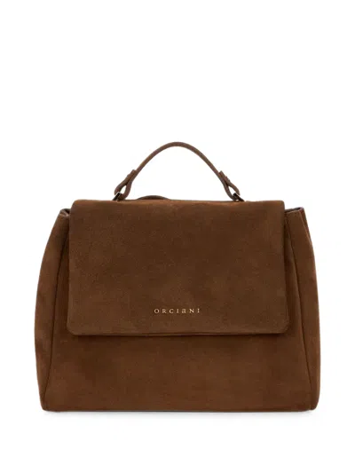 Orciani Sveva Suede Shoulder Bag In Brown
