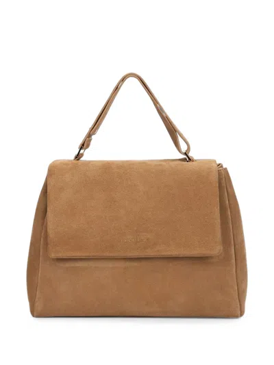 Orciani Sveva Suede Shoulder Bag In Brown