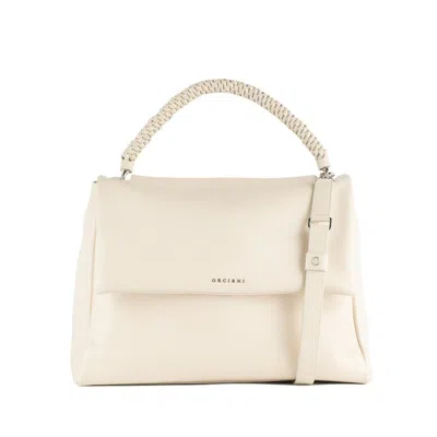 Orciani Sveva Xl Sense Scooby Aqua White Leather Shoulder Bag With Shoulder Strap