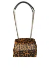 Orciani Leopard Print Chain Sveva Xs Bag In Brown