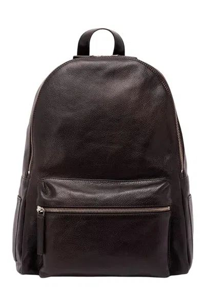 Orciani T. Moro Lagoon Textured Calf Leather Backpack In Black