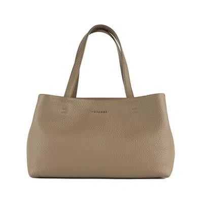 Orciani Tata Soft Kiwi Colored Leather Shoulder Tote Bag In Green