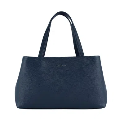 Orciani Tata Soft Navy Leather Shoulder Tote Bag In Blue