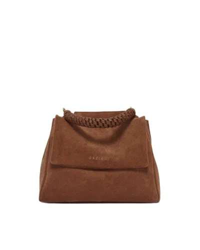 Orciani Terra Di Siena Nubuck Leather Handbag In Brown