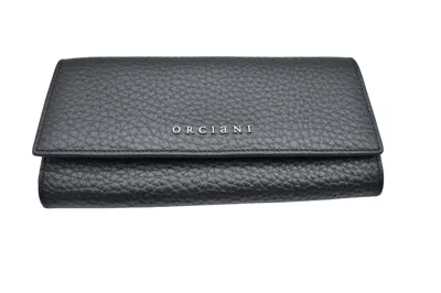 Orciani Textured Black Wallet With Fold-over Design