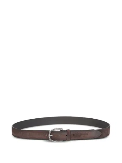 Orciani Textured-buckle Belt In Brown