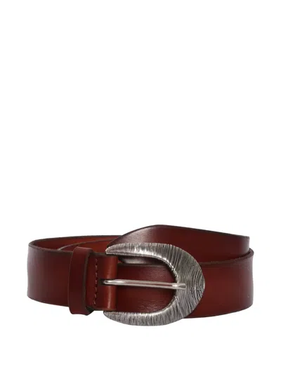 Orciani Textured Buckle Leather Belt In Red