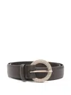 Orciani Textured Embellished-buckle Leather Belt In Brown