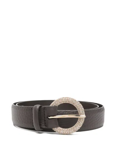 Orciani Textured Embellished-buckle Leather Belt In Brown