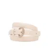 Orciani Textured Leather Belt With Round Rhinestone Buckle In Neutral