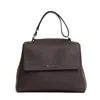 Orciani Textured Leather Handbag With Magnetic Flap Closure In Brown