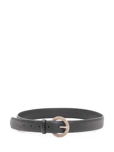 Orciani Textured Round Buckle Belt In Nero