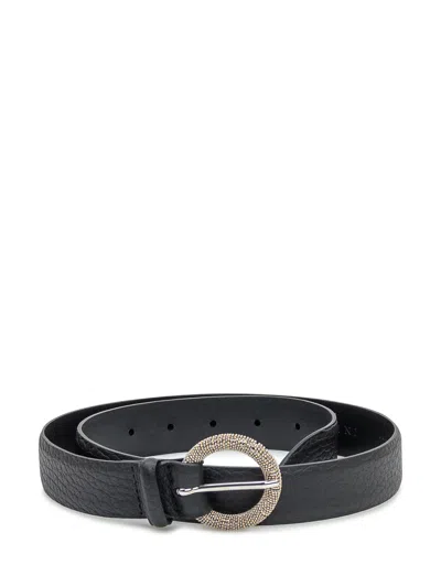 Orciani Textured Round Buckle Belt In Nero