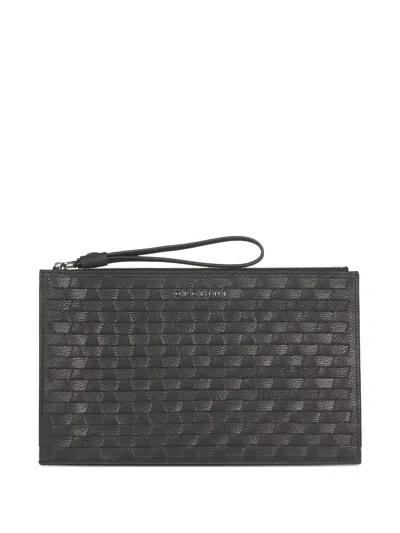 Orciani Textured Zipped Clutch Bag In Black