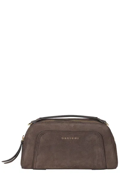 Orciani The Address 26 Nabucco Handcrafted Calf Leather Shoulder Bag In Grey