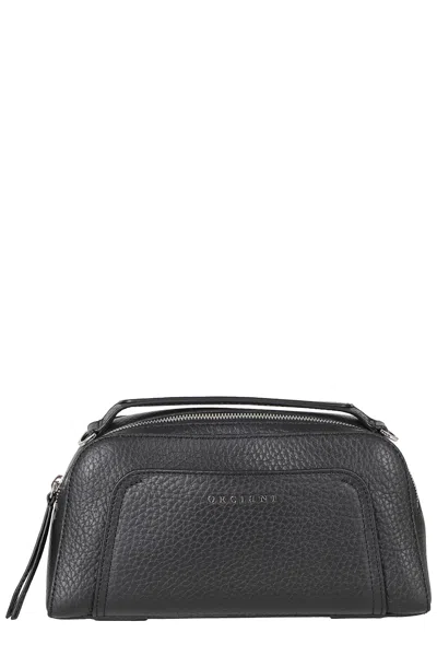 Orciani The Address 26 Soft Elongated Pebbled Calf Leather Bag In Grey