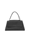 Orciani Trapezoidal Handbag In Hammered Leather With Monogram In Black