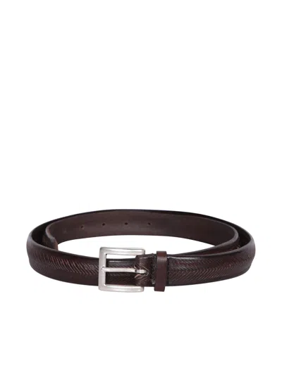 ORCIANI TRIANGULAR ENGRAVED BROWN BELT