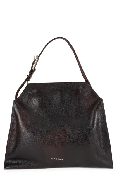 Orciani Trinity Lagoon Leather Shoulder Handbag In Brown