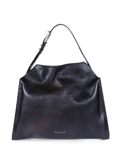 Orciani Trinity M Lagoon Grained Leather Shoulder Bag In Brown