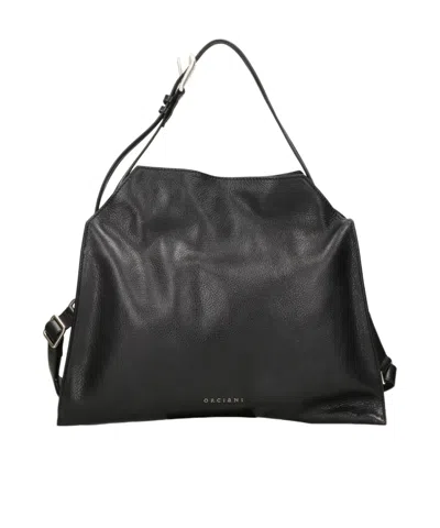 Orciani Trinity Peach Midi Shoulder Bag In Black