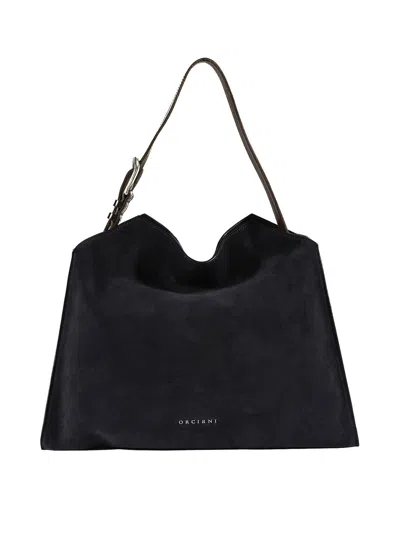Orciani Trinity Peach Midi Shoulder Bag In Blue