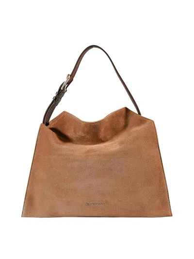 Orciani Trinity Peach Midi Shoulder Bag In White