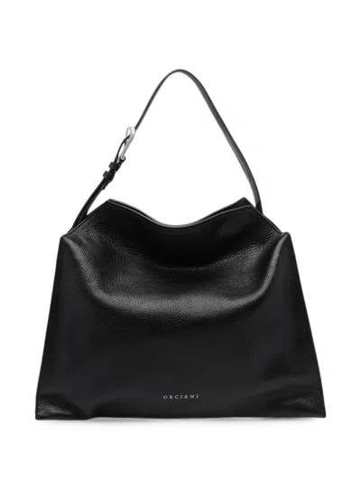 Orciani Trinity Soft Midi Shoulder Bag In Black