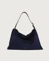 Orciani Large Trinity Peach Contrast-strap Shoulder Bag In Blue