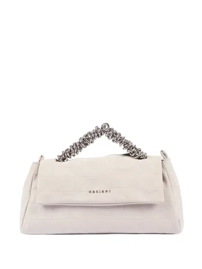 Orciani Twisted-handle Grained-leather Shoulder Bag In Neutral