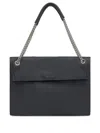 Orciani Hammered Leather Shoulder Bag With Removable Chain Strap In Black