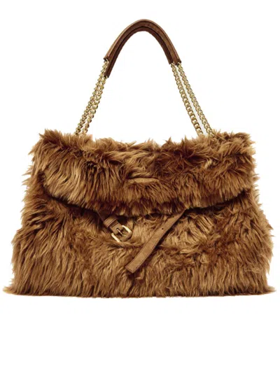 Orciani Medium Venus Wolf Chain-strap Shoulder Bag In Brown