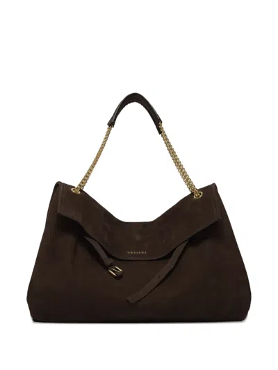 Orciani Venus Peach Fringe-detail Suede Tote Bag In Brown